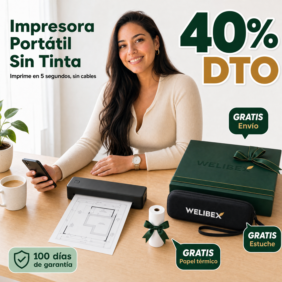 Impresora portátil sin tinta Welibex